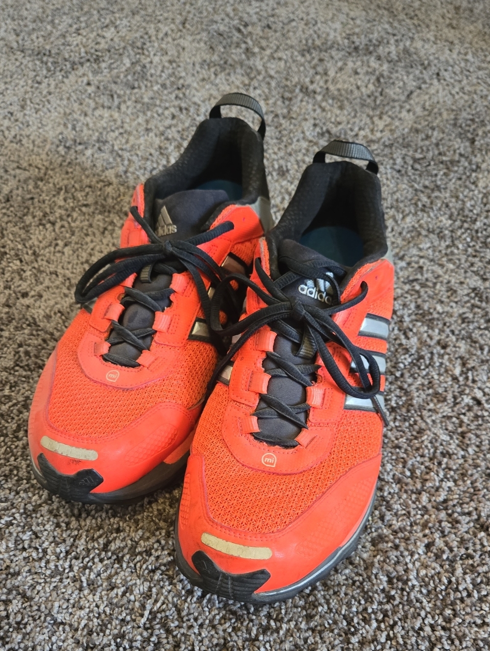 adidas Bright Orange Running Sneakers with Black Accents